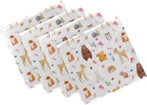 Cloth napkins with animals on them.
