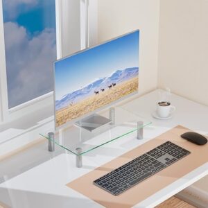Glass monitor stand.
